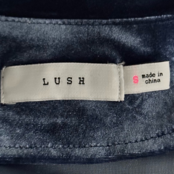 Lush Stone Blue Velvet Wrap Mini Dress Puff Sleeve Long Sleeve S Holiday Date - Picture 5 of 8